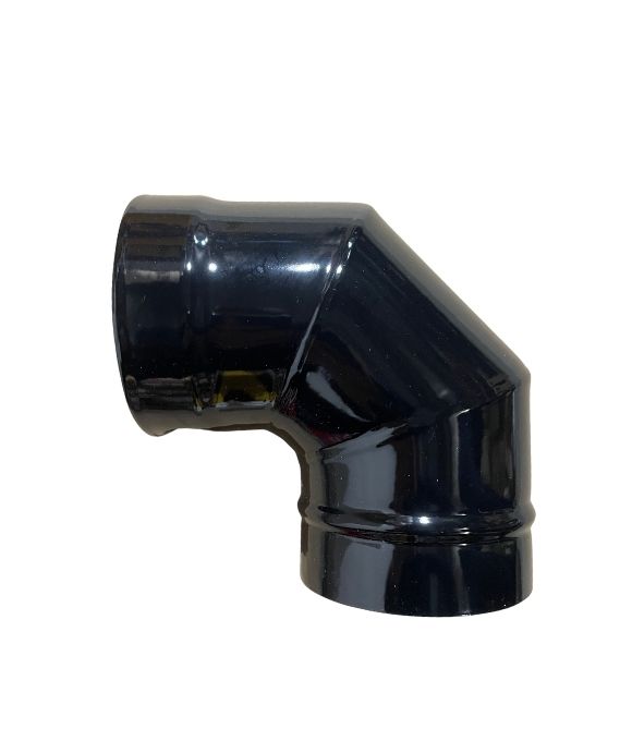 STOVE FLUE PIPE BEND BLACK ENAMEL 150MM 90DEG