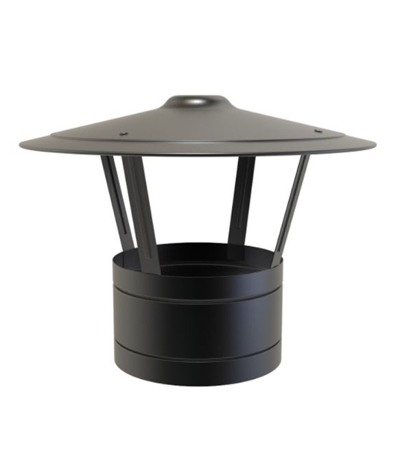 STOVE FLUE PIPE MI TWINWALL BLACK 150MM RAINCAP