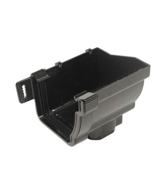 OSMA GUTTER STORMLINE STOPEND OUTLET RH BLACK