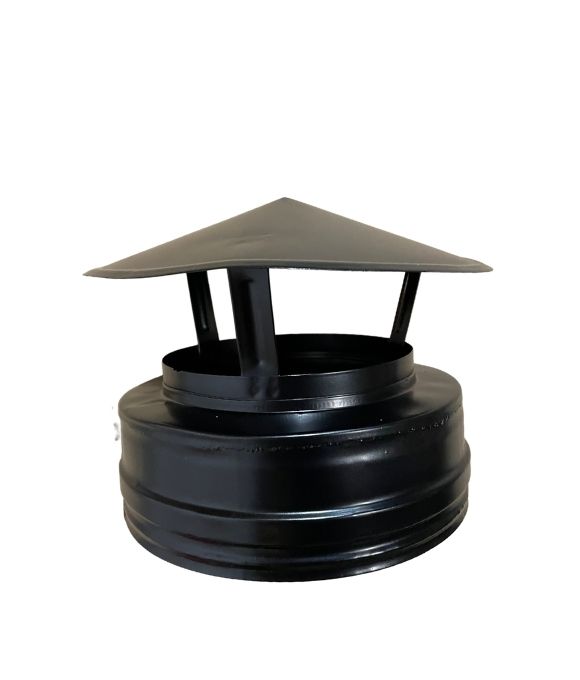 STOVE FLUE PIPE MI TWINWALL BLACK 150MM STORM COWL