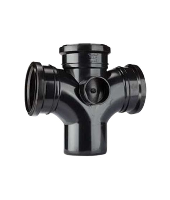 POLYPIPE SOIL DOUBLE BRANCH 92.5DEG 110MM BLACK