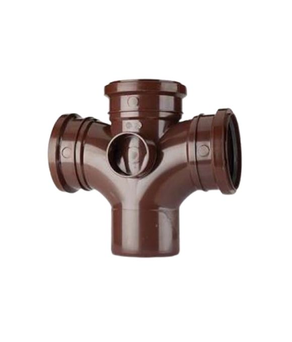 POLYPIPE SOIL DOUBLE BRANCH 92.5DEG 110MM BROWN