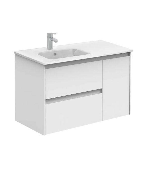 DIJON TWO DRAWER 1 DOOR WALL HUNG UNIT GLOSS WHITE