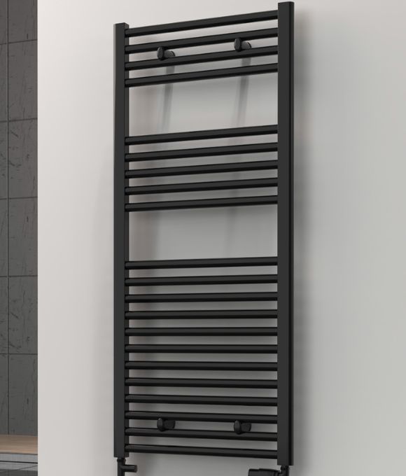 DIVA BLACK HEATED TOWEL RAIL 1800X600
