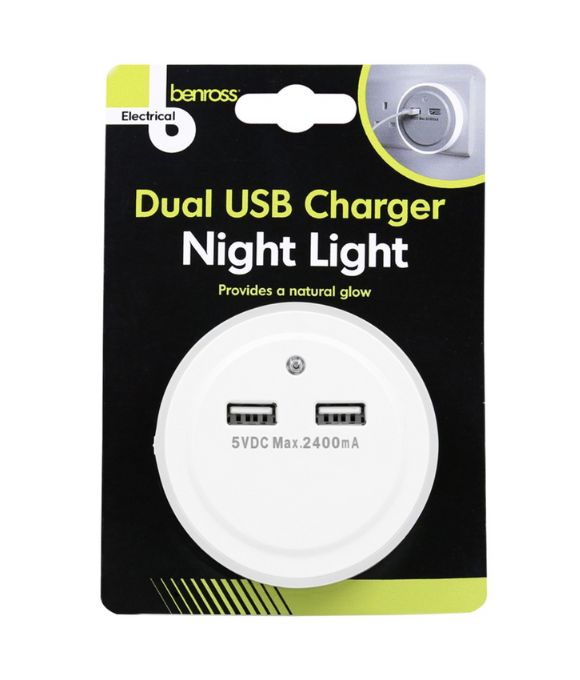 BENROSS DUAL USB CHARGER NIGHT LIGHT