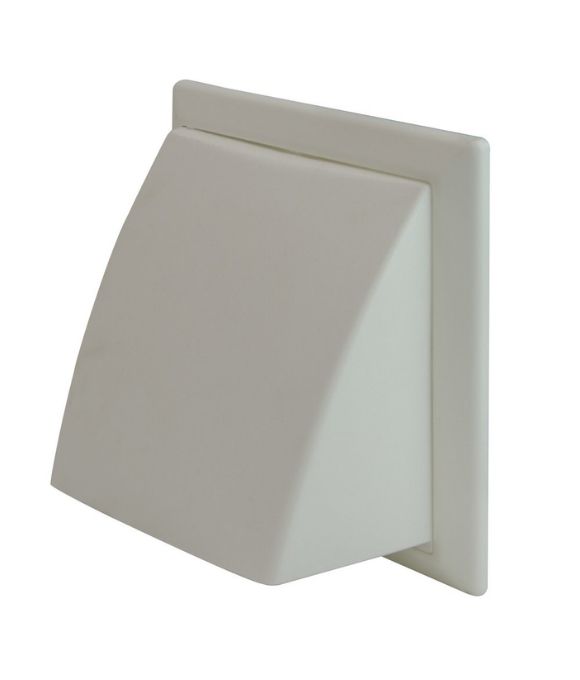 DUCT VENT HOODED WITH FLAP WHITE 100MM