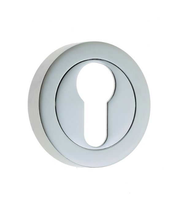 EURO PROFILE ESCUTCHEON ON ROUND ROSE POLISHED CHROME