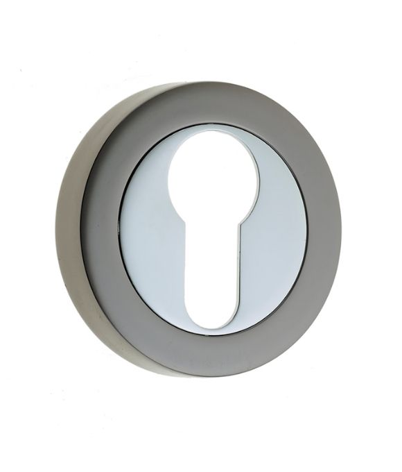 EURO PROFILE ESCUTCHEON ON ROUND ROSE POLISHED CHROME BLACK NICKEL