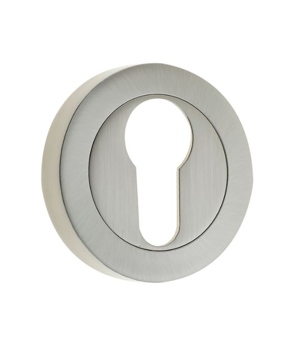EURO PROFILE ESCUTCHEON ON ROUND ROSE SATIN NICKEL