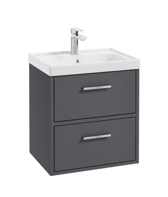FINLAND TWO DRAWER WALL HUNG UNIT MATT MIDNIGHT GREY