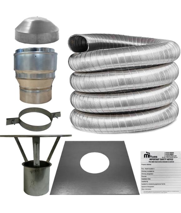  FLEXIBLE FLUE LINER KIT STAINLESS STEEL 150MM 9MT
