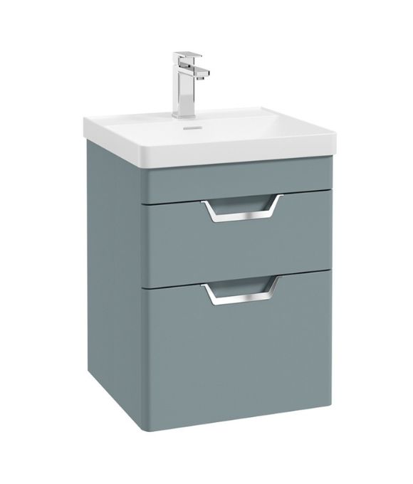 FREYA TWO DRAWER WALL HUNG UNIT MATT CORAL GREEN