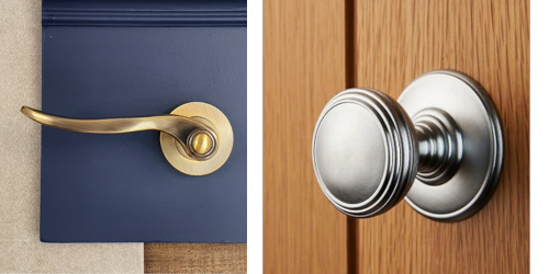 Belair lever on rose // Mortice knob on concealed fix polished chrome