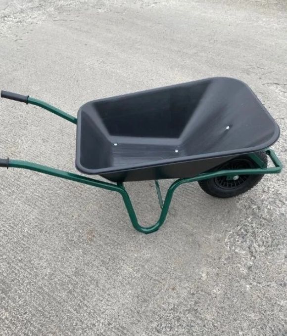 JHC ROUND TOWER GREEN FRAME/BLACK PAN 90LT WHEELBARROW