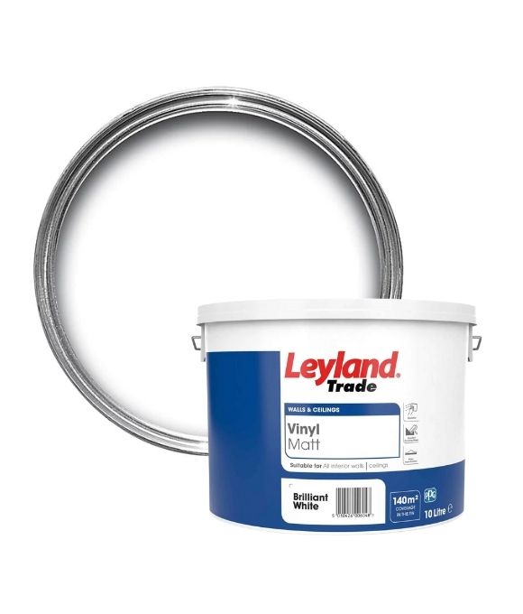LEYLAND TRADE VINYL MATT EMULSION BRILLIANT WHITE 10LT