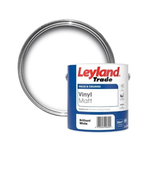 LEYLAND TRADE VINYL MATT EMULSION BRILLIANT WHITE 2.5LT 