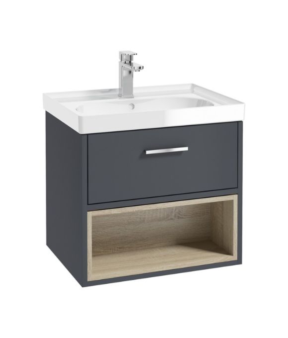 MALMO OPEN SHELF WALL HUNG UNIT MATT NIGHT SKY BLUE