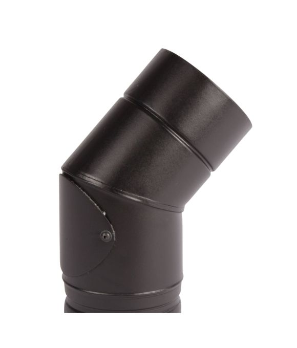 STOVE FLUE PIPE BEND MATT BLACK 125MM 45DEG WITH ACCESS DOOR