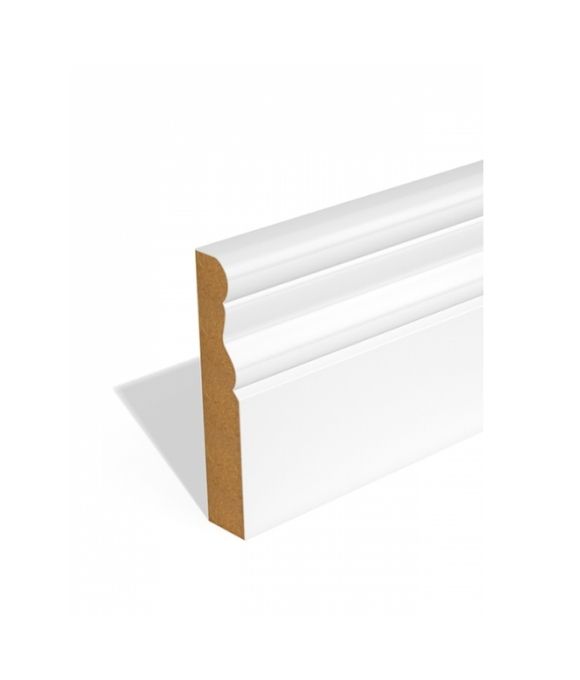 WHITE PRIMED MDF MOULDED SKIRTING 144X19MM