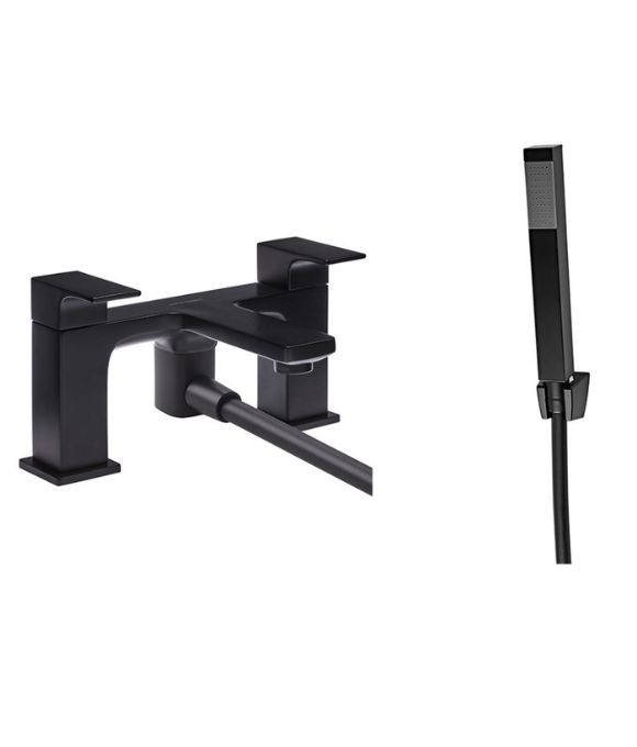 METRIC DECK MOUNTED BATH SHOWER MIXER BLACK