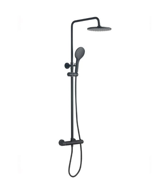 NERO BLACK ROUND THERMOSTATIC SHOWER
