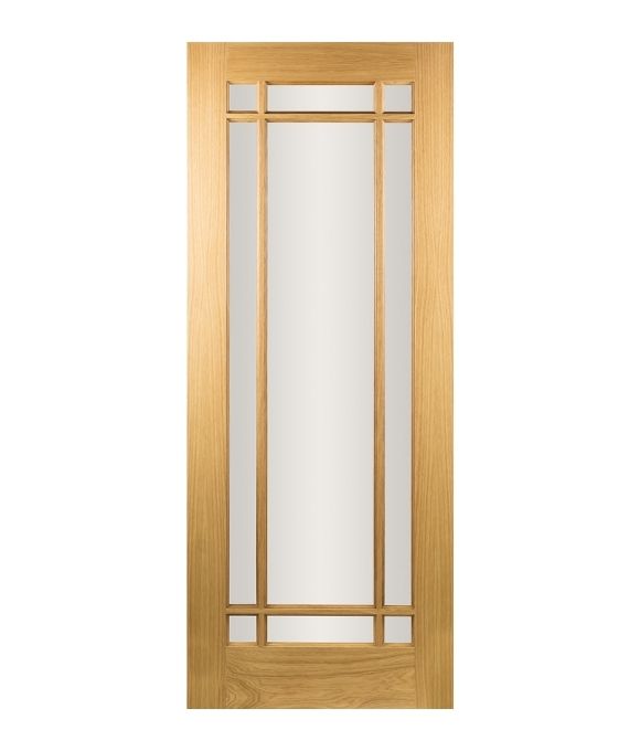 PRE-FINISHED WHITE OAK ARIZONA 9 LITE W/ CLEAR BEVELLED GLASS 44MM