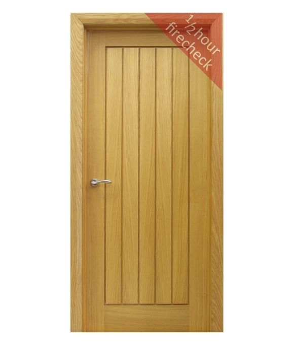 PRE-FINISHED WHITE OAK MEXICANO FIRE DOOR 44MM