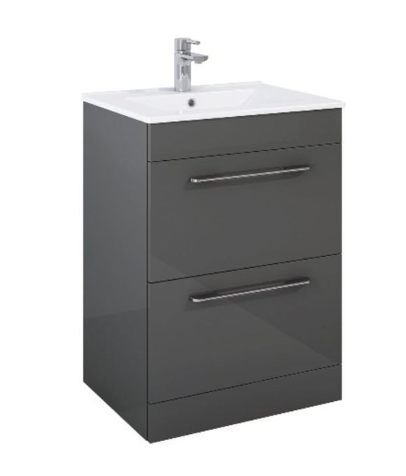 OTTO PLUS 2 DRAWER FLOOR STANDING UNIT GLOSS GREY