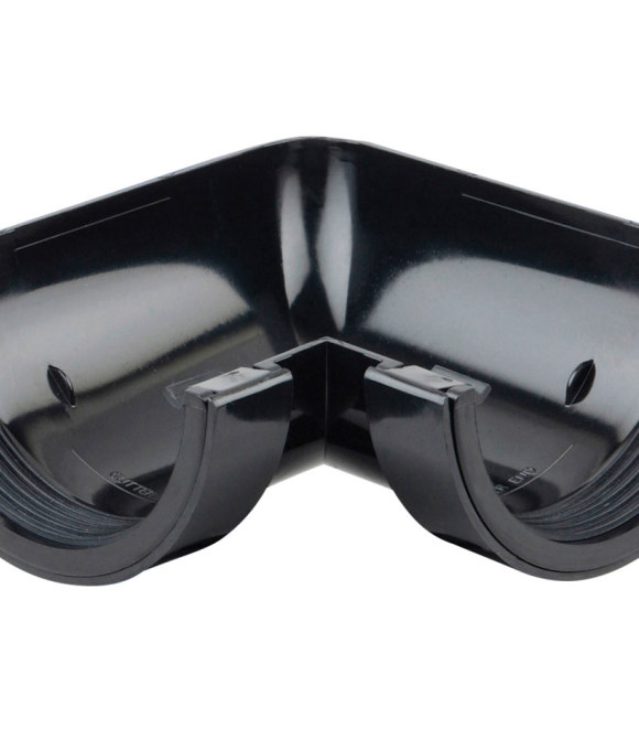 OSMA GUTTER HALF ROUND BEND 90DEG BLACK