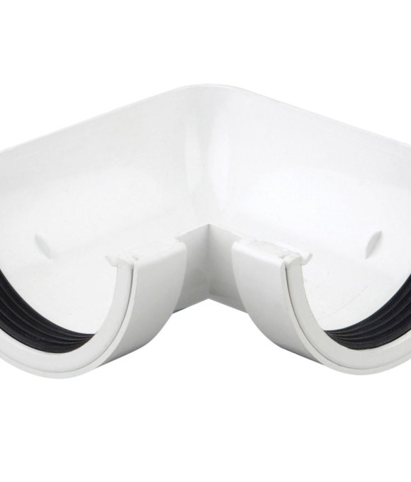 OSMA GUTTER HALF ROUND BEND 90DEG WHITE