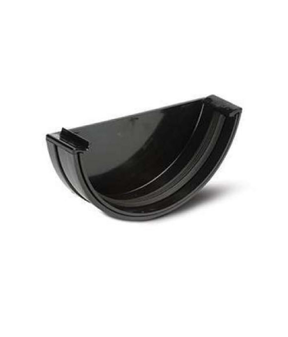 POLYPIPE GUTTER HALF ROUND EXTERNAL STOPEND 150MM BLACK