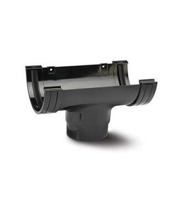 POLYPIPE GUTTER HALF ROUND RUNNING OUTLET 150MM BLACK