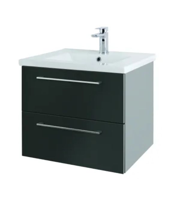 RIMINI WALL HUNG TWIN DRAWER GLOSS GRAPHITE