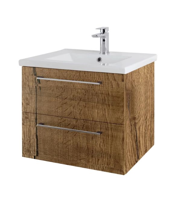 RIMINI WALL HUNG TWIN DRAWER UNIT TOBACCO OAK
