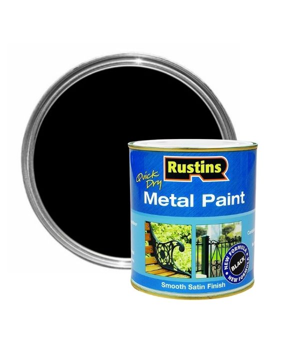 RUSTINS QUICK DRY METAL PAINT BLACK 500ML