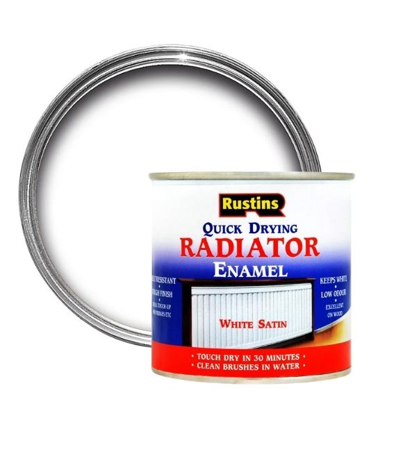 RUSTINS RADIATOR ENAMEL SATIN WHITE 1LT