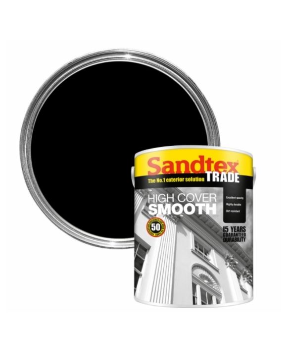 SANDTEX TRADE HIGH COVER SMOOTH MASONRY PAINT BLACK 5LT