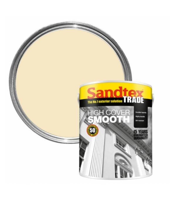 SANDTEX TRADE HIGH COVER SMOOTH MASONRY PAINT CORNISH CREAM 5LT