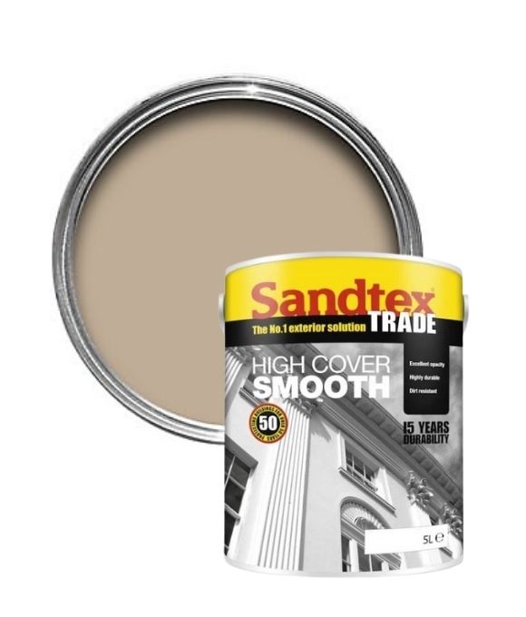 SANDTEX TRADE HIGH COVER SMOOTH MASONRY PAINT STONE 5LT