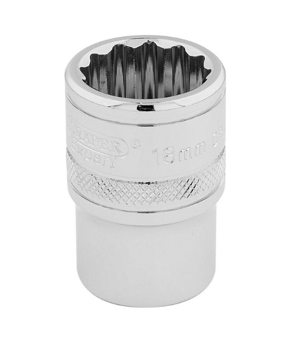 DRAPER EXPERT HI-TORQ® 12 POINT SOCKET 1/2” SQ. DR. 18mm