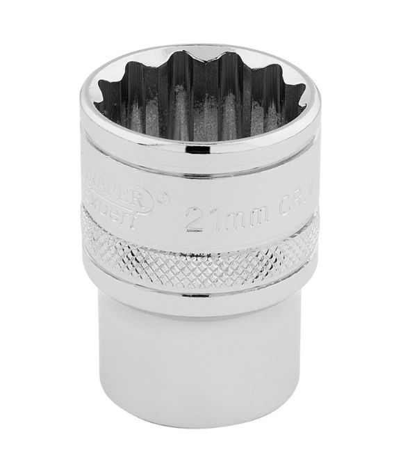 DRAPER EXPERT HI-TORQ® 12 POINT SOCKET 1/2” SQ. DR. 21mm