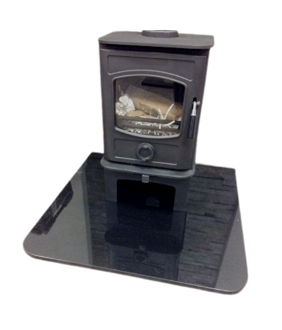 LOCKSTONE GALLERY POLISHED BLACK GRANITE HEARTH SQUARE ROUNDED