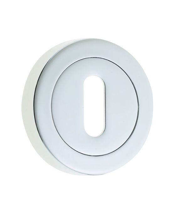 STANDARD KEY ESCUTCHEON ON ROUND ROSE POLISHED CHROME