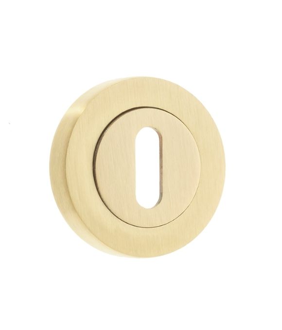 STANDARD KEY ESCUTCHEON ON ROUND ROSE SATIN BRASS