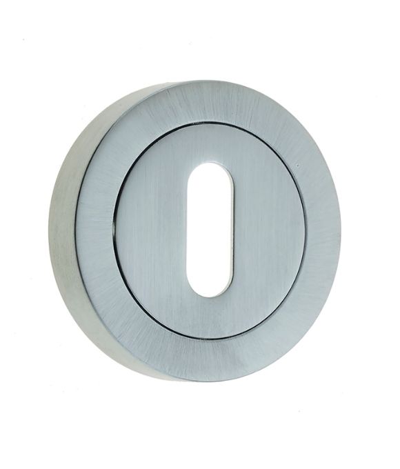 STANDARD KEY ESCUTCHEON ON ROUND ROSE SATIN CHROME