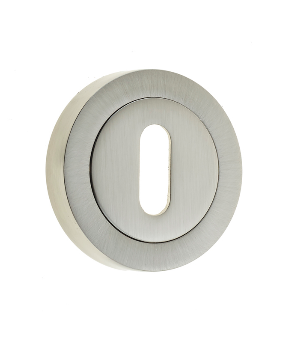 STANDARD KEY ESCUTCHEON ON ROUND ROSE SATIN NICKEL