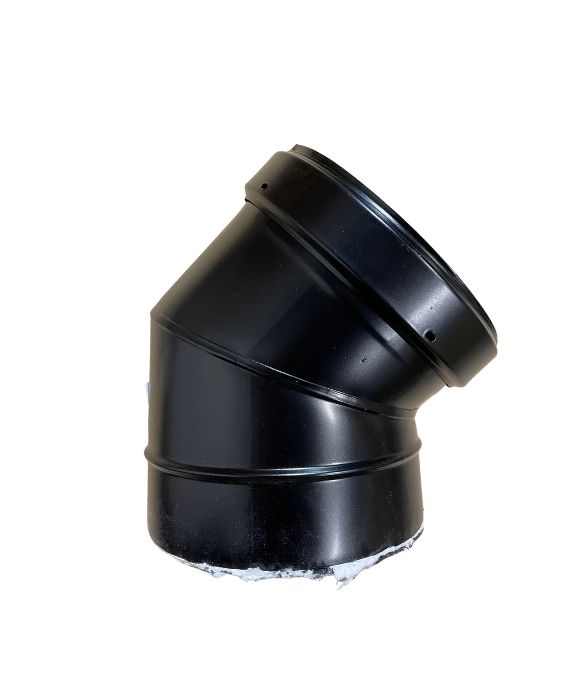 STOVE FLUE PIPE MI TWINWALL BLACK 150MM 45DEG BEND