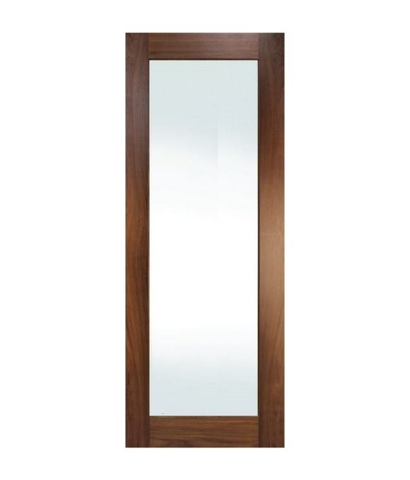 WALNUT SHAKER 1 PANE W/ SANDBLASTED GLASS 40MM
