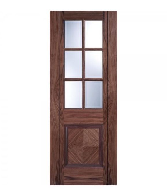 PRE-FINISHED WALNUT BARCELONA W/ CLEAR BEVELLED GLASS 35MM