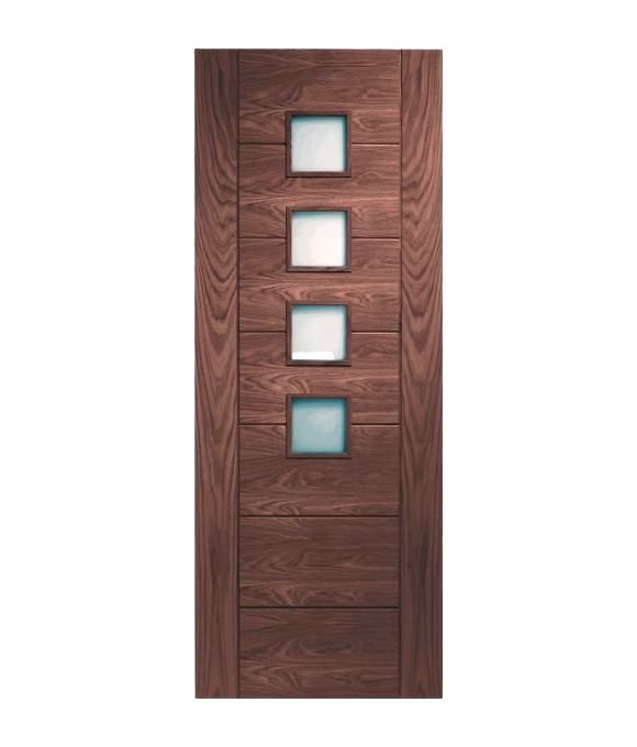 PRE-FINISHED WALNUT PALERMO GLAZED GLASS 40MM